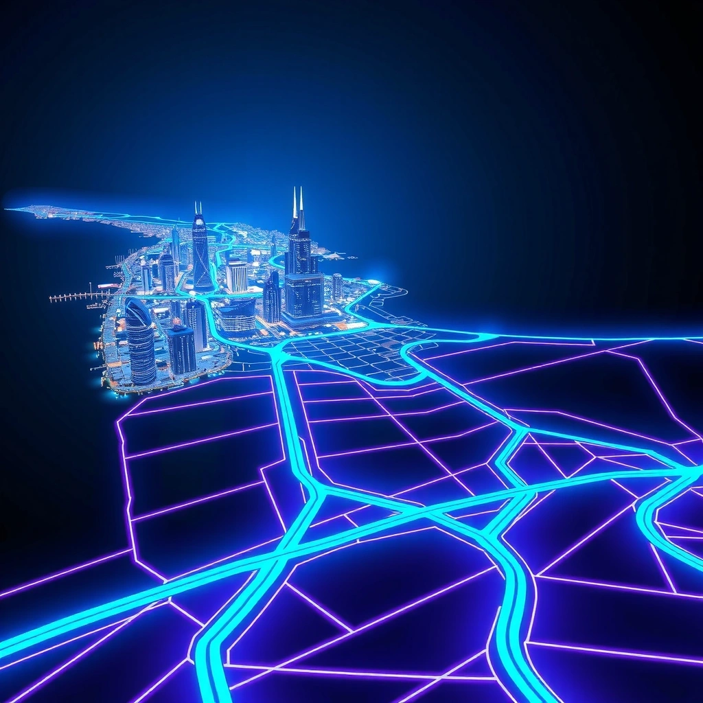 Stylized map of Doha coverage area